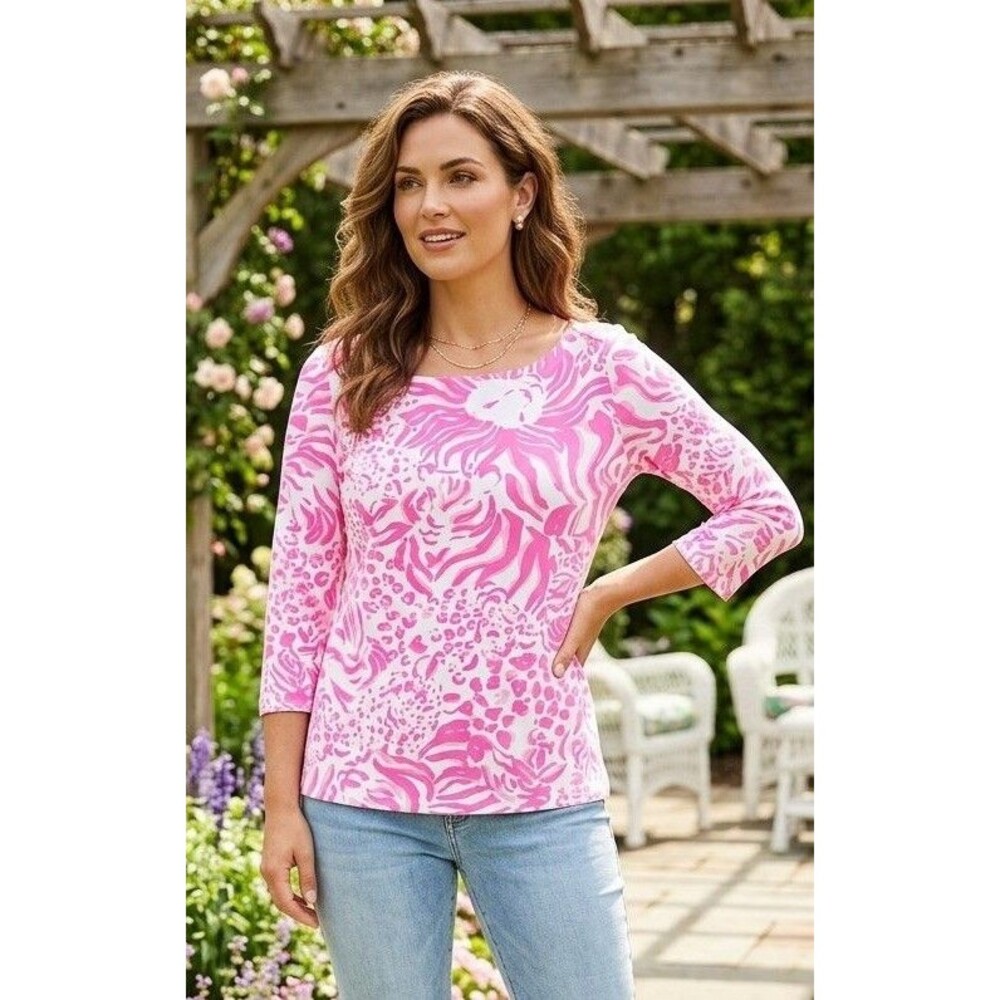 Lilly Pulitzer Women’s Pink Lion Boatneck Shirt Size Medium